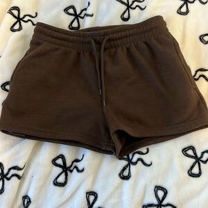 Basic brown cotton lounge shorts
